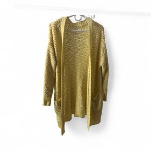 Zenana Outfitters Light Yellow Knit Sweater cardigan large